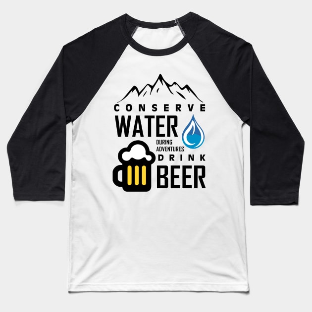 Hiking and Beer Baseball T-Shirt by abbyhikeshop
